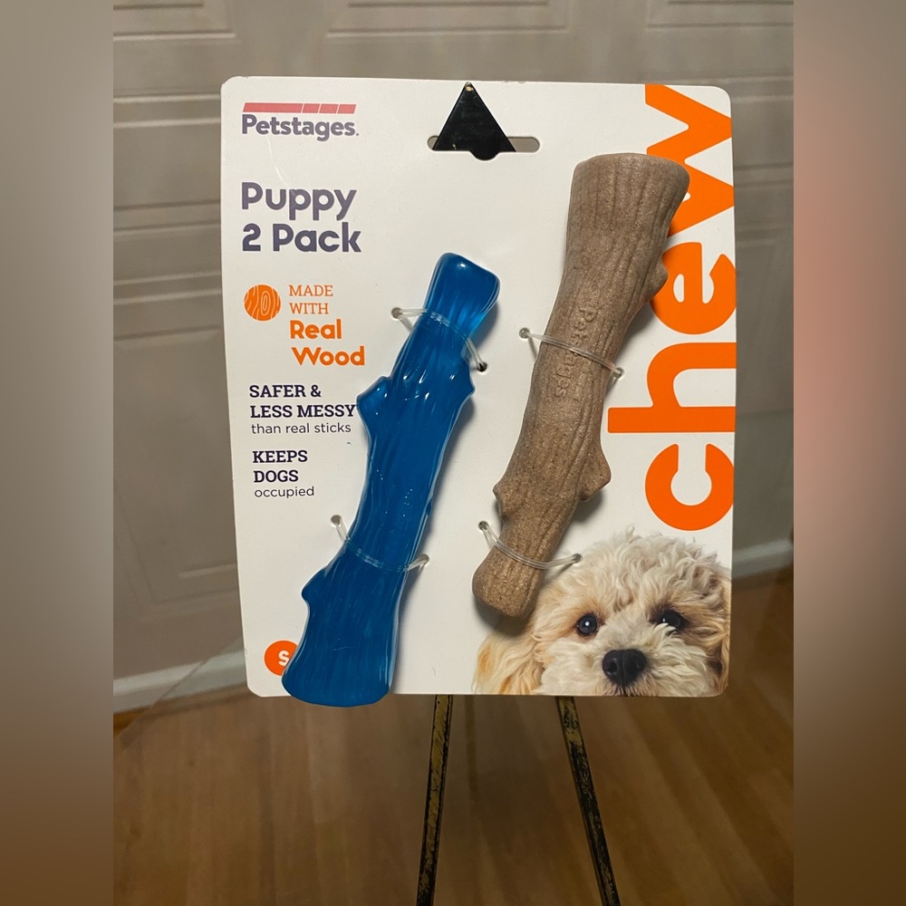 Petstages Puppy 2-Pack Durable Real Wood & Teething Bones Small